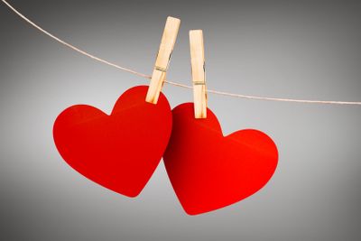 Two hearts on a clothes line