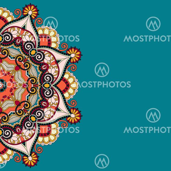 ornamental template with circle floral background