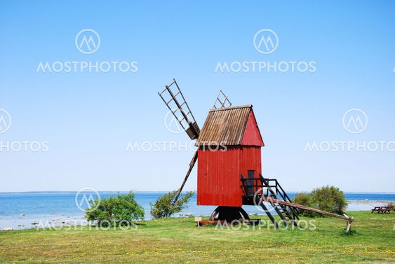 Old windmill by the coast