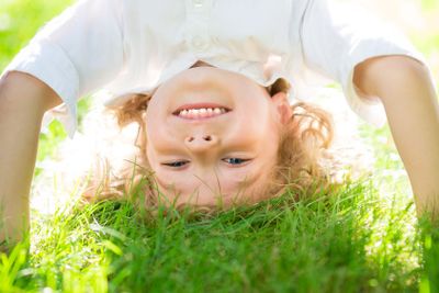 Active kid playing outdoors