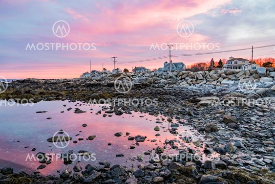 Maine coast at sunset