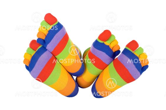 Man and woman feets in funny socks