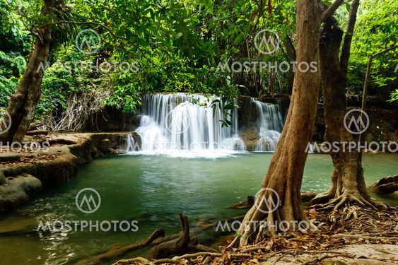 Waterfall in National Park , Kanchanaburi Province , Thailand