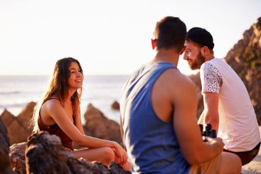 Relax, smile and travel with friends at beach for summer...