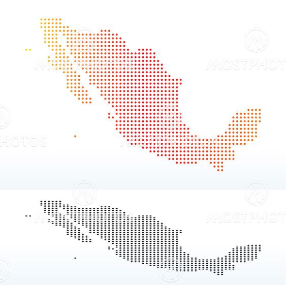 Map of United Mexican States with Dot Pattern
