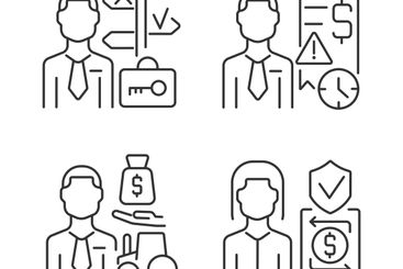 Financial occupation linear icons set