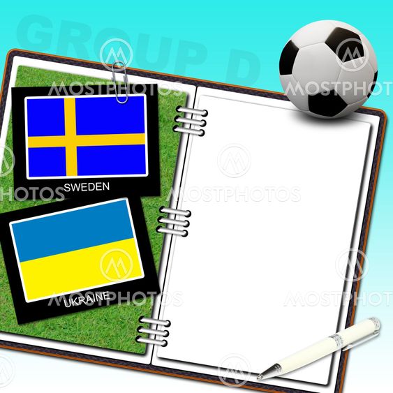 Soccer ball euro with flag sweden and ukraine - euro 2012 group D
