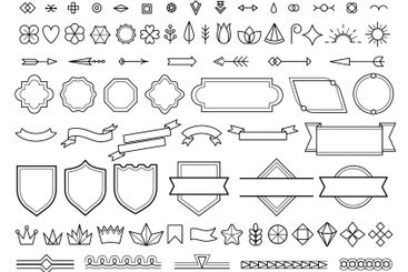 Vintage emblem decorative lines. Retro badge frames with...