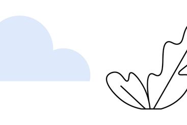 Minimalistic Feather Sketch Surrounded by Soft Blue...