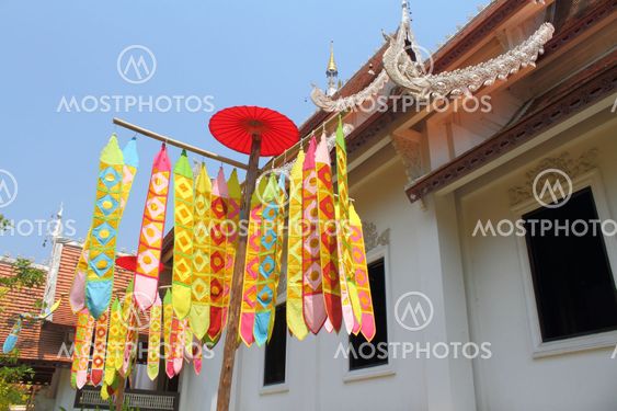Color paper flag for Buddha worship