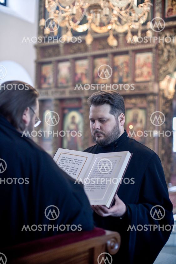 MOSCOW - MARCH 13: Orthodox liturgy with bishop Mercury in High Monastery of St Peter in Moscow on March 13, 2010 in Moscow