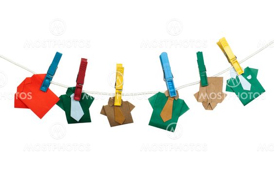 Origami shirts on rope