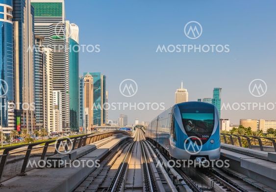 Metro subway tracks in the United Arab Emirates