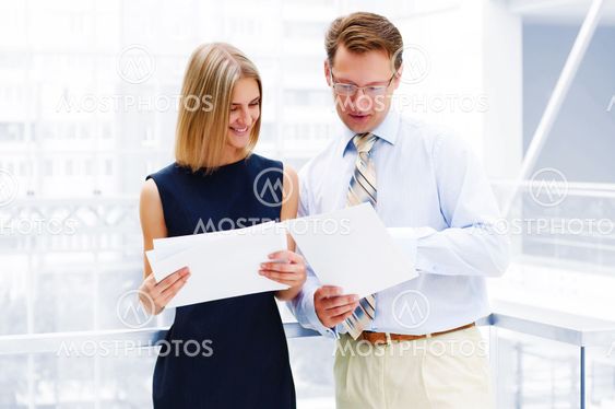 business man and business woman in the office