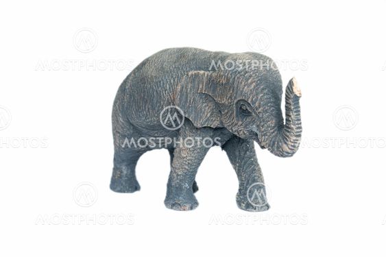Wooden carved elephant isolated on white background