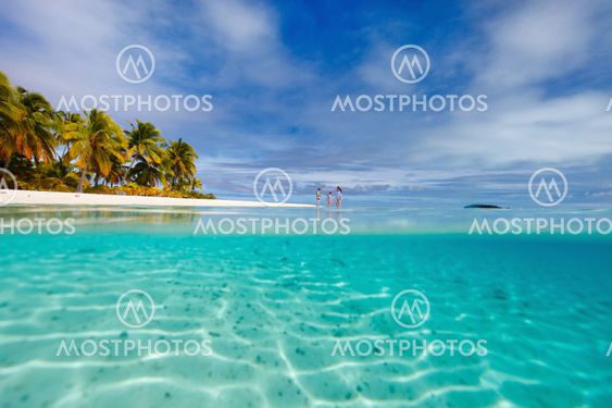 Stunning tropical beach at exotic island in Pacific
