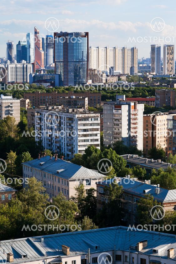 above view of urban buildings in Moscow