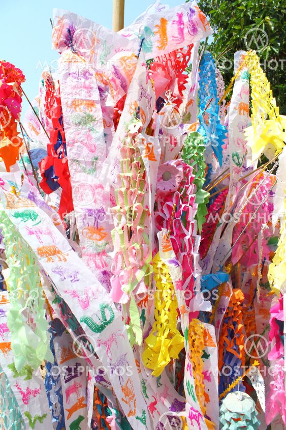 Color paper flag for Buddha worship