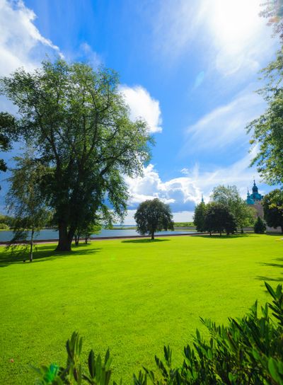 Park by historical Kalmar castle in Sweden Scandinavia...