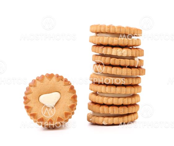Sweet pastry with white cream heart.