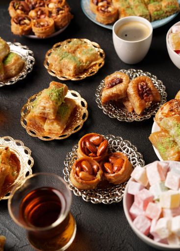 Delicious selection of traditional pastries and...