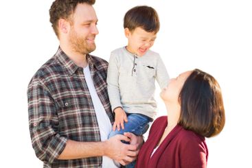 Mixed Race Chinese and Caucasian Family Portrait...
