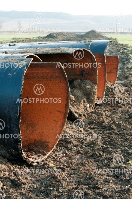 Old metal pipes dismantled for scrap
