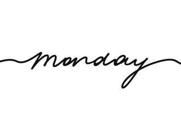 Monday, black hand drawn continuous line word. Day of...