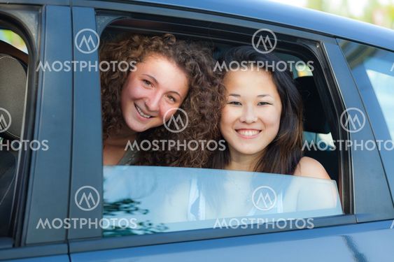 Two Happy Women in the Car