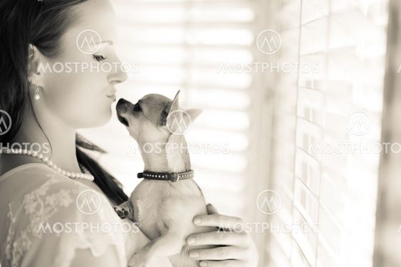 Woman and chihuahua