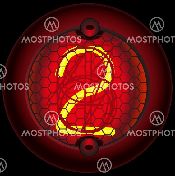 Digit 2 (two). Nixie tube indicator