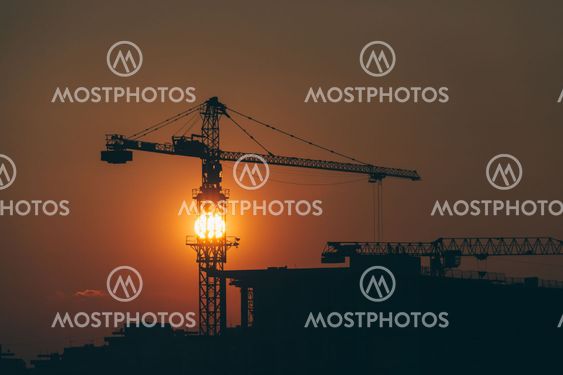 Construction site in sunset with a view