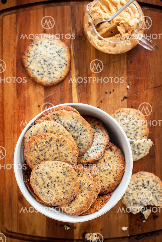 Cookies with Black Sesame Seeds, top view