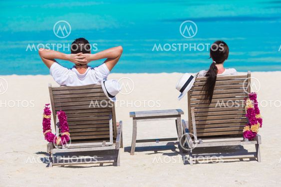 Young happy couple during beach vacation