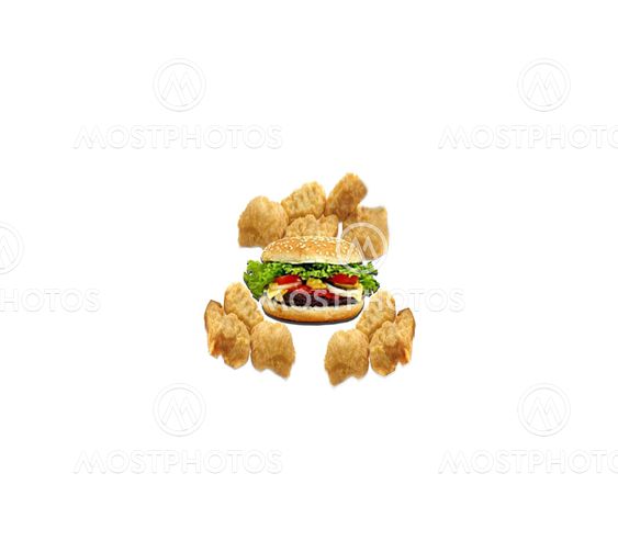 Spicy Burger and Chicken Pieces