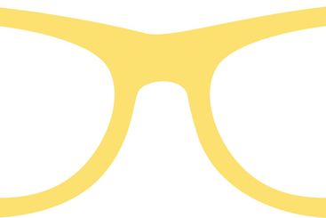 Close up of stylish yellow thick rimmed eyeglasses...