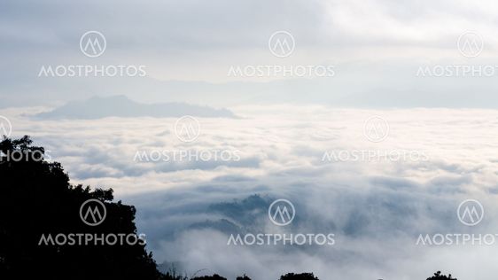 Landscape of cloud above cordillera in the morning