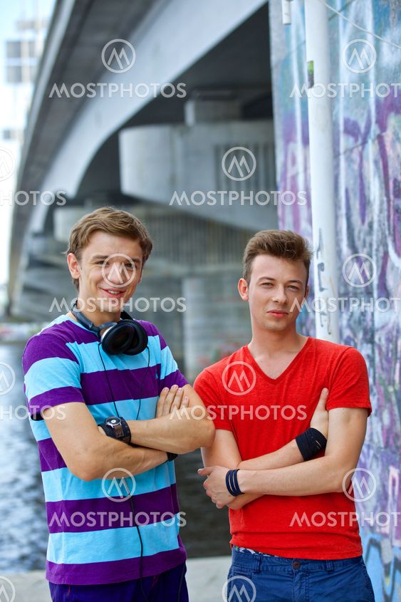 Two young friends happy