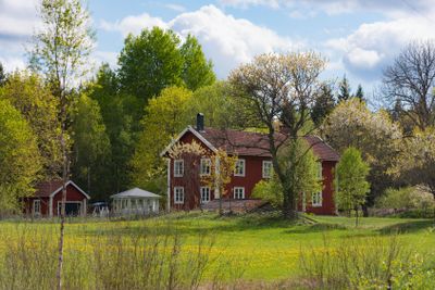 Red wooden house in Sweden.