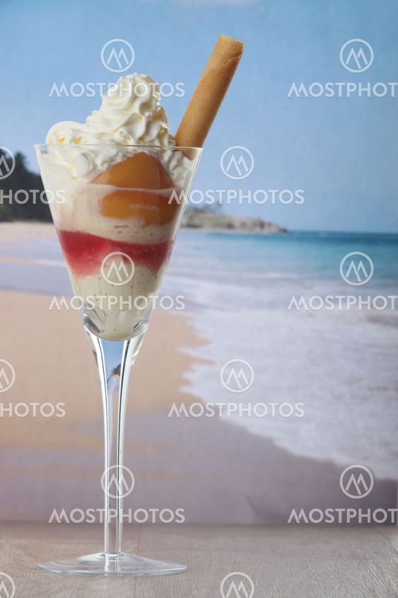 Ice cream dessert on beach