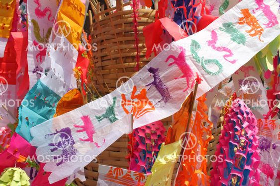 Color paper flag for Buddha worship