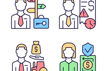 Financial occupation RGB color icons set