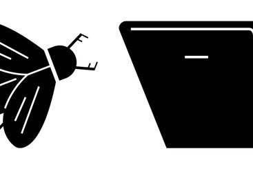 Simplified Vector Illustrations Housefly, Laptop, and...