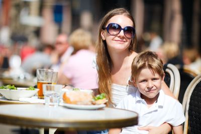 Family having lunch outdoors 