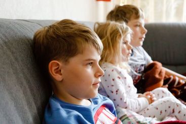 Cute little toddler girl and two school kid boys...