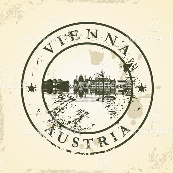 Grunge rubber stamp with Vienna, Austria
