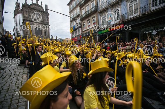 Participants of Queima Das Fitas Parade - traditional festivity of students of Portuguese universities.