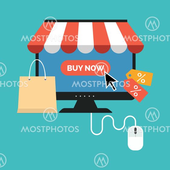 Online shopping concept. Flat design stylish.