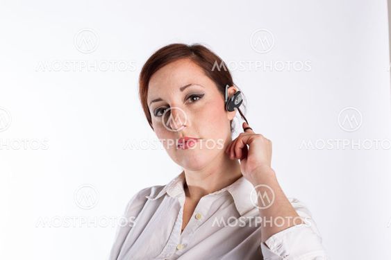 Woman with Bluetooth Headset
