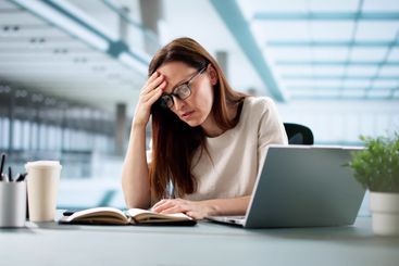 Young female journalist researches music